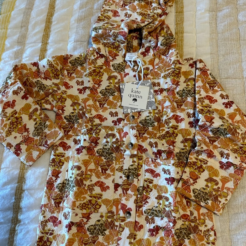 Kate Quinn Red and Orange Floral Raincoat